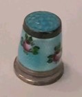 Vintage Sterling Blue Guilloche Enamel Thimble