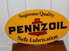 Vintage 1975 Pennzoil Supreme Quality Safe Lubrication Double Sided Metal Sign