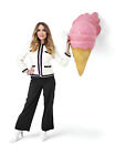 Pink Ice Cream Cone Hanging Statue Melted Strawberry Statue Wall Hanging 3ft