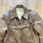 1950s Vtg L w Foster Sportswear Western Leather Brown Zip-up Jacket  mens L 