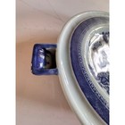 Antique 19thc Chinese Export Blue   White Porcelain Hot Water Dish Platter