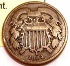 Usa 1864 First Year 2 Cent Piece