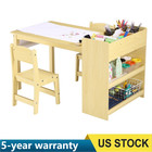 Kids Art Table And 2 Chairs Set  Kids Craft Activity Desk With Storage Shelves