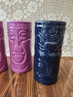Tiki Cocktail Mugs Ceramic Set 4 Blue   Purple 12 Oz Cups Hawaii Party Glasses