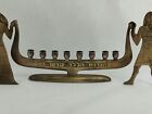 Judaica Hanukkah Menorah Rare Vintage Solid Brass Israel Made