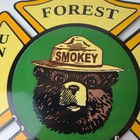 Vintage Forest Service Sign - Smokey The Bear Porcelain Gas Station Pump Sign