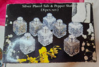 Vintage Godinger Silver Plated Glass Salt And Pepper Shakers 8 Piece Set W box