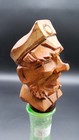 Vintage Black Forest Carved Wood Bottle Stopper     Alpine Character Pourer 3 5 