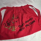 Vintage Mcm Half Apron Don t Monkey With The Cook Red Made In Hong Kong Kitschy