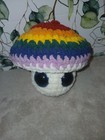 Handmade Cute Crochet Mushroom Plush Stuffed Toy With Big Blue Eyes  Rainbow Cap