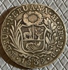 1839 Peru 8 Reales Silver Coin Vf