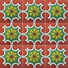 C297 - Mexican Handmade Talavera Clay Tile Folk Art 4x4   Handpainted