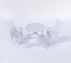 Vintage Garden Metal Victorian White Chairs  table Miniature Dollhouse Furniture