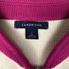 Lands End Fair Isle Knit Cardigan Full Zip Magenta Cream Girls Size 14 Nordic