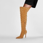 Womens Knee High Boots Fashion Pointy Toe Rivet Stilettos Heels Long Boots Club