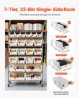Vevor Rolling Bin Storage Rack 7-tier Bin Rack Storage System With 22 Bins