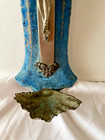 Antique French Lge Napoleon Iii Blue Velvet Holy Water Font Benitier C1880 11 5 