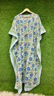 Jaipur Hand Block Print Kaftan Dress Blue Cotton Boho Resort Wear Maxi Cove Up