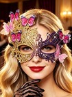 Butterfly Masquerade Mask Rhinestone Venetian Ball Mask For Women