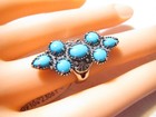 Nwt   Carolyn Pollack American West Large Antique Silver Genuine Turquoise Ring