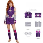 Superhero Teen Titans Starfire Cosplay Costume Halloween Fancy Dress Party Set