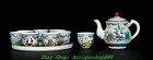 Ming Chenghua Marked Doucai Porcelain 18 Arhat Rohan Pot Cup Tray Dish Plate
