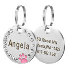 Bling Glitter Paw Round Personalized Dog Id Tags Disc Engraved Puppy Pet Dog Tag