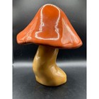 Vintage Handmade Ceramic Mushroom 1983 Orange tan 8  Tall No Chips cracks