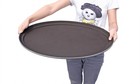 New Star Foodservice 25514 Non-slip Oval Tray 22x27  Black Plastic Rubber Lined