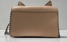 Karl Lagerfeld Paris Blush Pink Choupette Cat Face Crossbody Bag Silver Chain