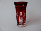 Antique Quality Bohemian Ruby Cut To Clear Glass Beaker  Vase