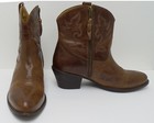 Matisse Ankle Cowboy Booties Size 8 Brown Distressed Leather Made In Brazil