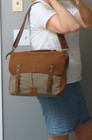 Gearonic Canvas Leather Satchel Messenger Travel Briefcase Laptop Brown School