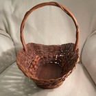 1980s Handwoven Willow Wooden Bead Gathering Basket     Philippines