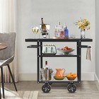 Industrial Bar Cart 3 Tier Vintage Rolling Bar Carts 36 2  Lx15 7 Wx30 5 H