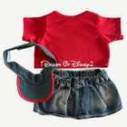 Build-a-bear Red Tee Shirt   love  Visor  Heart Jean Skirt Teddy Clothes Outfit