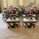 Lot Of 18 Vintage Porcelain Snowman Santa Hinged Trinket Boxes Christmas