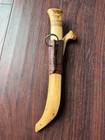 Vintage Sami Lapland 3 Knife Set Carved Antler Sheath Scandinavian Folk Art