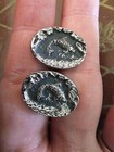 Vintage Cufflinks Sarah Coventry Oval Silver Tone Fish