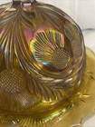Vtg Mosser Amber Carnival Glass Inverted Thistle Domed Butter Cheese Dish