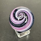 Contemporary Handmade Art Glass Marble 1 57  Pink   Sparkling Dichroic Swirl Mib