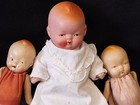 Antique Miniature Bisque Baby Doll Lot Of Three     Excellent    