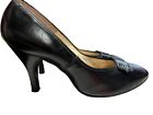 Sz 8 Vtg 50s Black Leather Shoes 3 3 4  Spike High Heels Featherlite Kerrybrooke