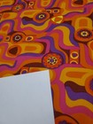 Awesome Rare Vintage Mid Century Retro 70s 60s Org Pnk Psychedelic Fabric  Look 