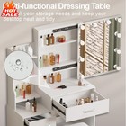 Vanity Set Makeup Table Desk With 3 Color Led Lighted Mirror Dressing 4 Drawers 