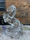 L e  Smith Rearing Horse Bookends Pair Set Clear Glass Art Deco Vintage