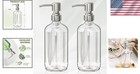 Soap Dispenser Set Glass Pump Bathroom Kitchen 17oz 2 Pack Stainless Steel