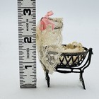 Antique Miniature Dollhouse Swinging Baby Cradle Filigree France Victorian