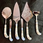 Prill Sheffield 6-piece Porcelain Pistol Handled   Stainless Dessert Serving Set