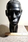 Vintage Hand-carved African Tribal Male Head Figure  Ebony Wood
